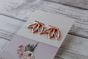 Rose Gold Lotus Leaf Earrings