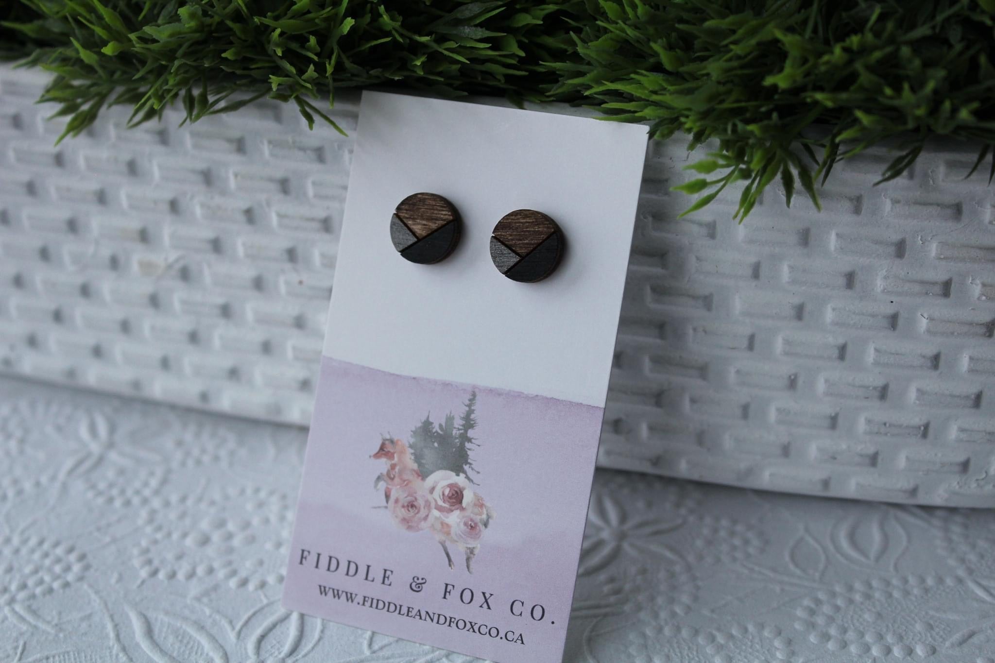 Wood Metallic Grey/Black Earrings