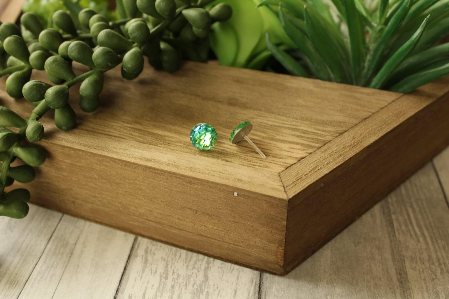 10mm Green Mermaid Earrings