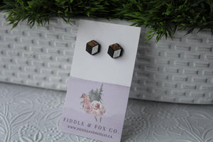 Wood Black/Silver Earrings