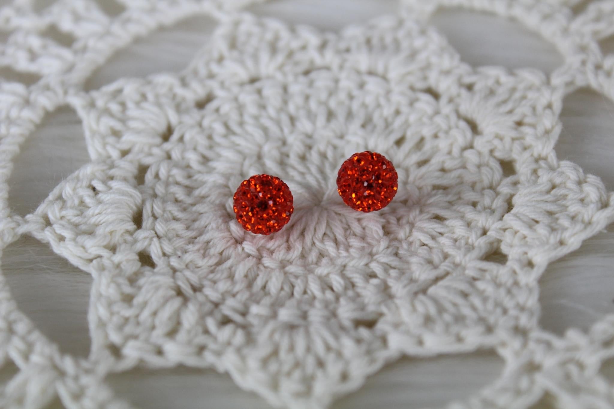 Red Crystal Ball Earrings
