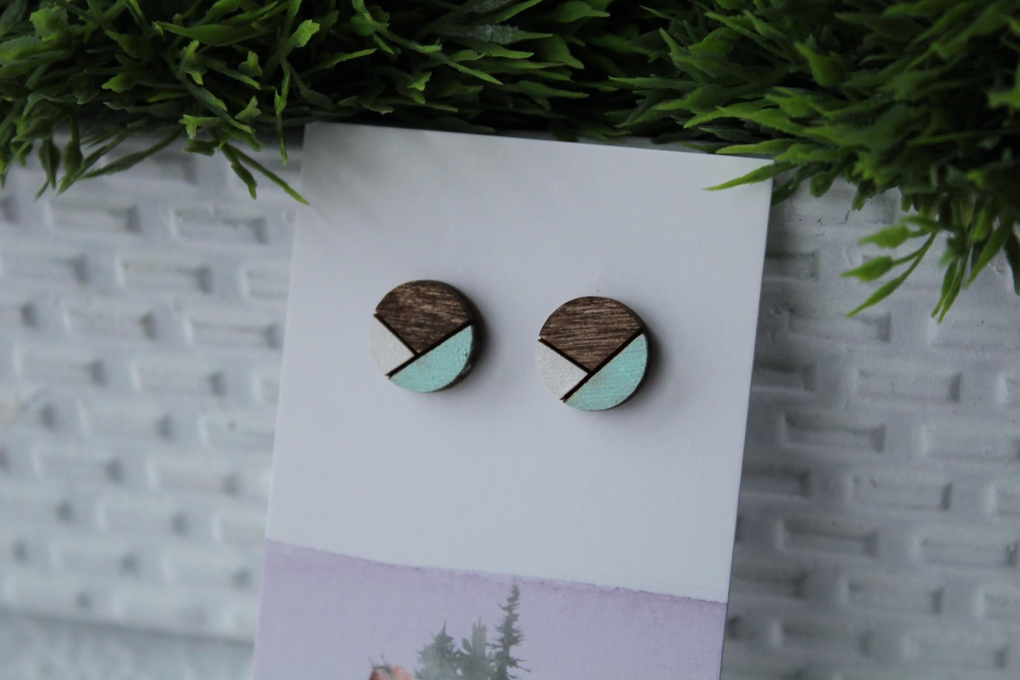 Wood White Mint Earrings