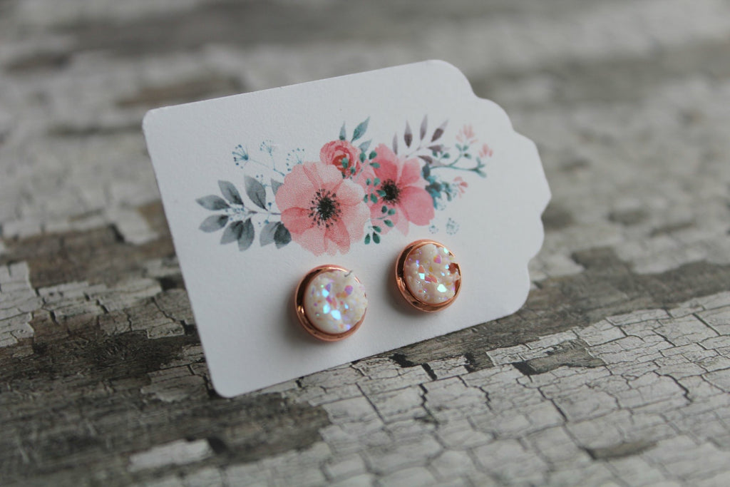 8mm Confetti In A Rose Gold Stud
