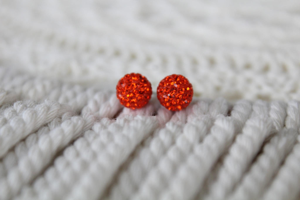 Red Crystal Ball Earrings