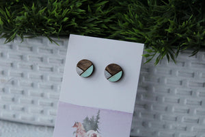Wood Silver/Mint Earrings