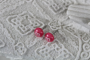 8mm red m&m earrings