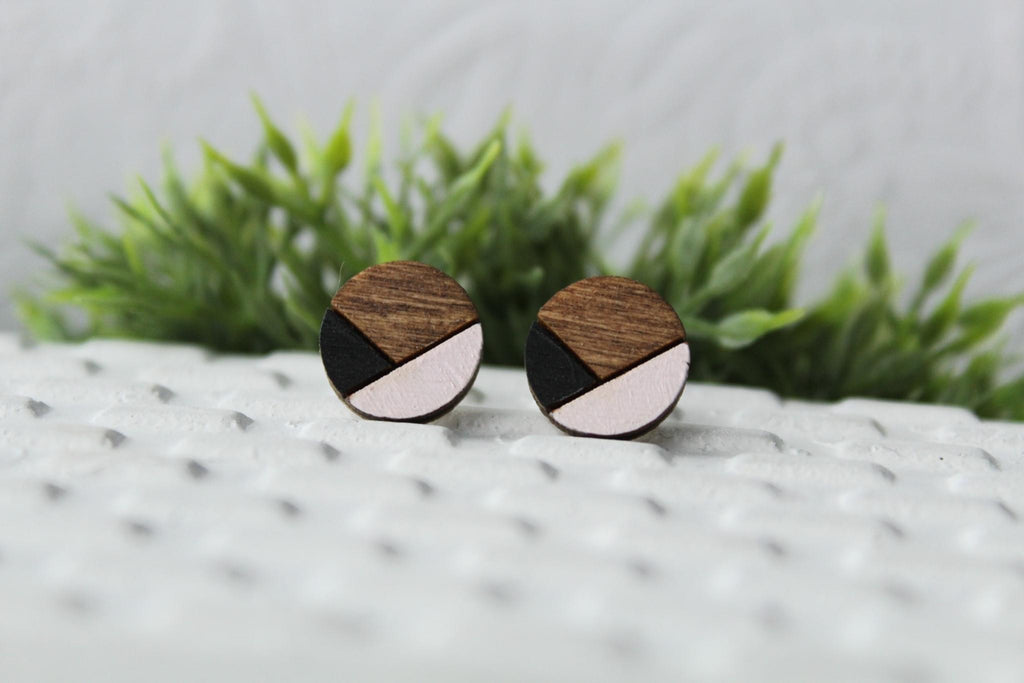 Wood Black/Pink Earrings