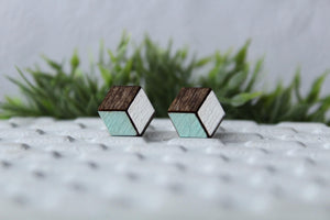 Wood Mint/White Earrings