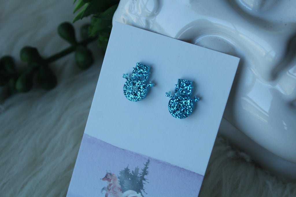 Glitter Snowman Earrings