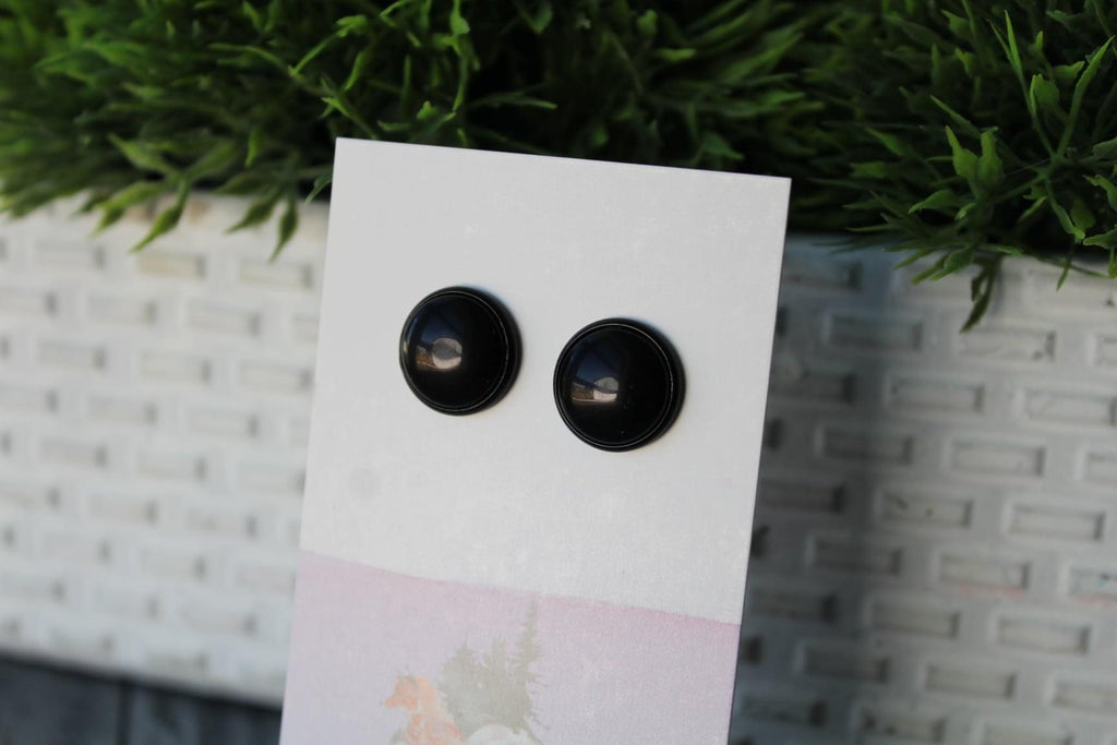 12mm Jet Black Earrings
