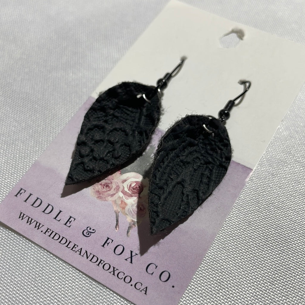 XS Black Leather Earrings