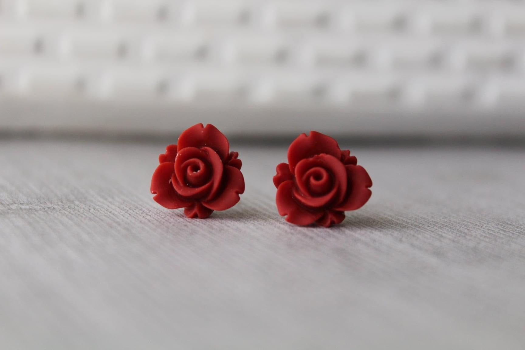 Red Rose Earrings