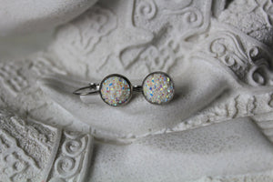 10mm Flat Confetti Druzy Earrings
