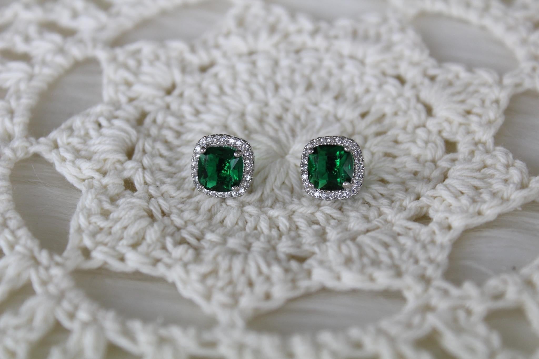 Dark Green Sapphire Earrings