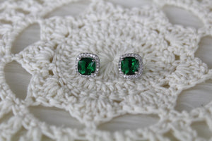 Dark Green Sapphire Earrings
