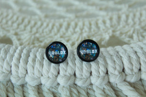 10mm Black Stud Gamer Earrings 3