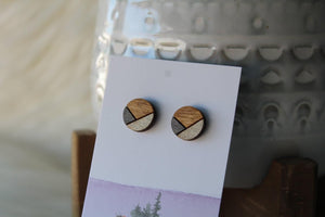 Wood Earrings Metallic Dark Grey/Taupe