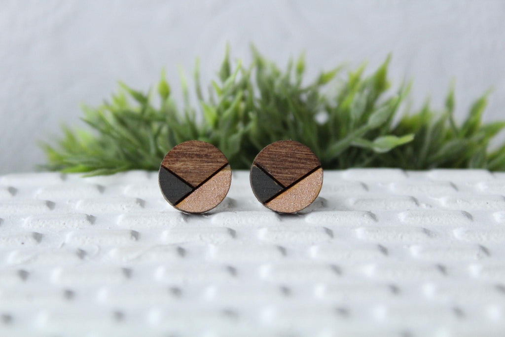 Wood Grey/Rose Gold Earrings