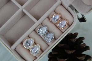 Silver Pear Cut Earrings