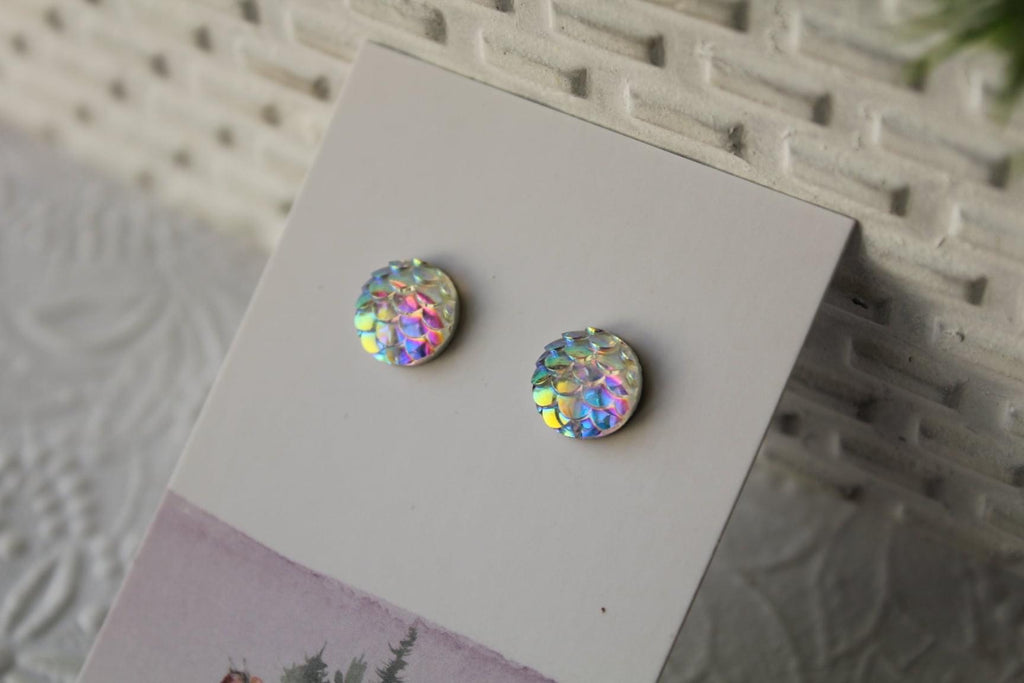 10mm Iridescent Mermaid Earrings