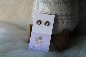 Wood Earrings Metallic Dark Grey/Rose Gold