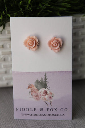Dusty Rose Flower Earrings