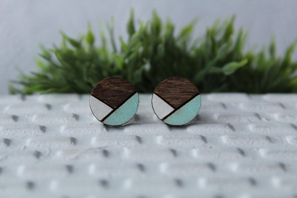 Wood White Mint Earrings
