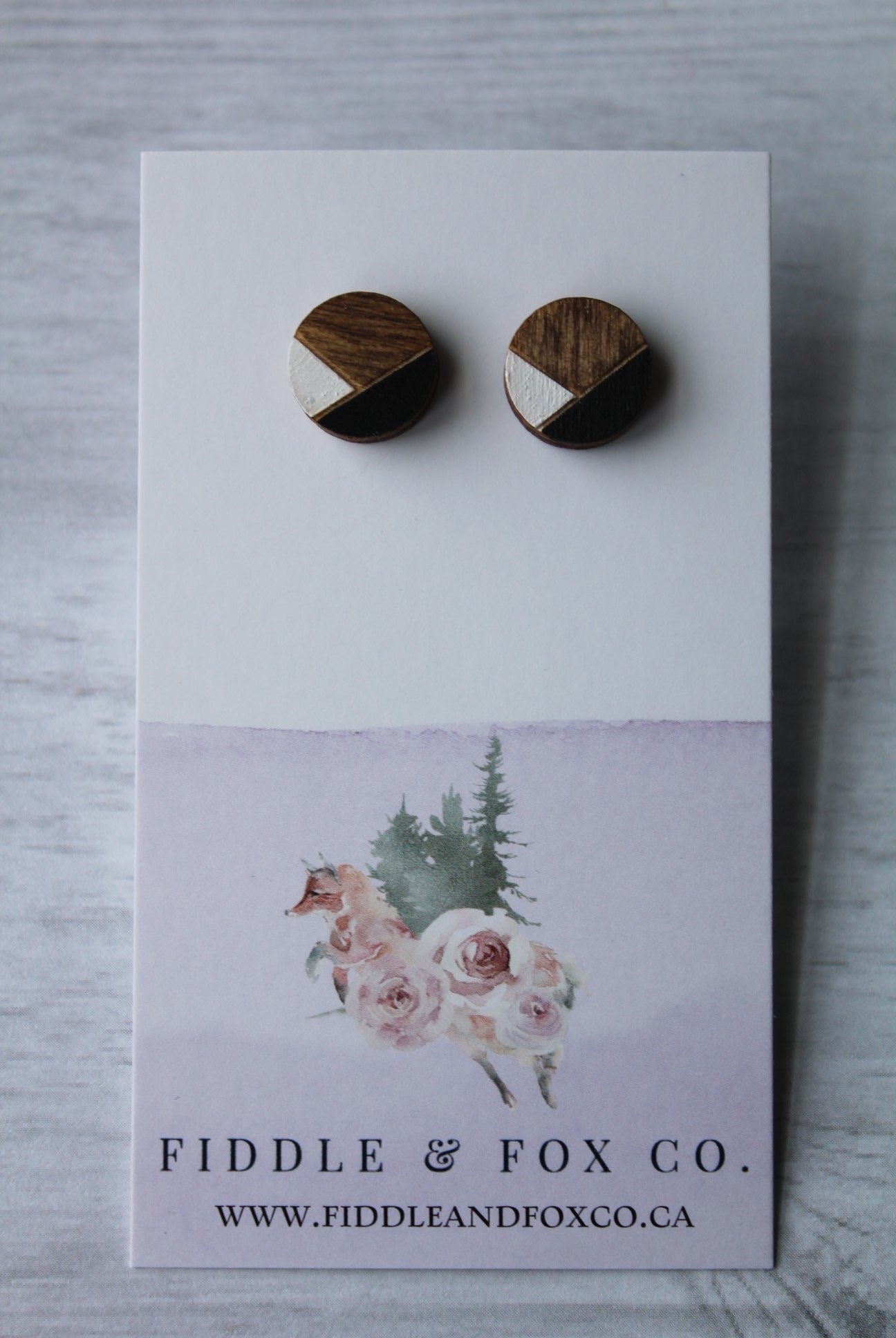 Geometric Wood Earrings • Black/White