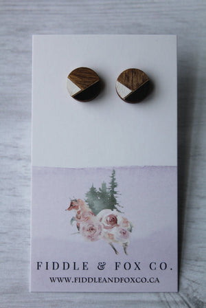 Geometric Wood Earrings • Black/White
