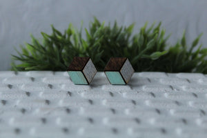 Wood Mint/Silver Earrings