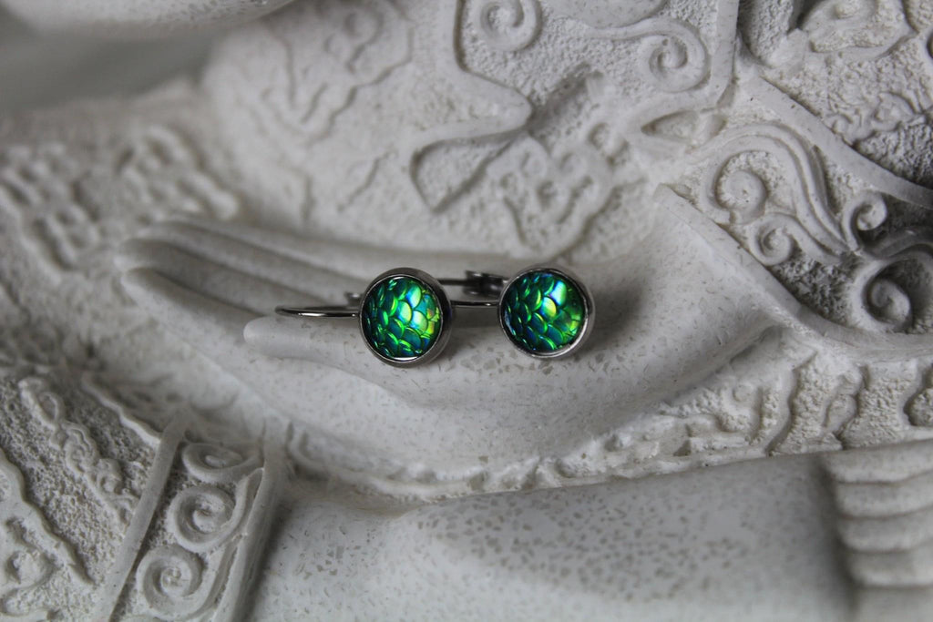 8mm Green Mermaid Earrings