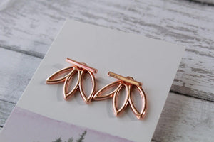 Rose Gold Lotus Leaf Earrings