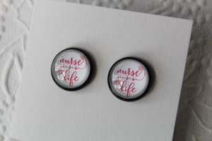 12mm Nurse Life/Black Stud
