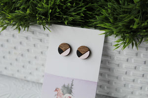 Wood Black/Pink Earrings