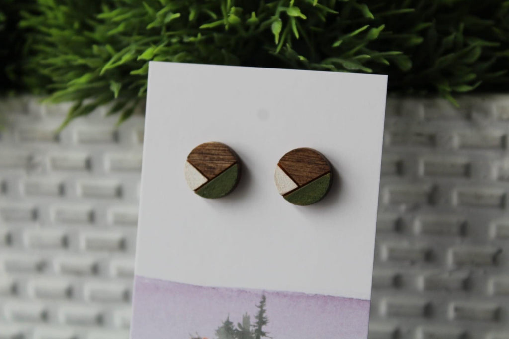 Wood Earrings White/Green