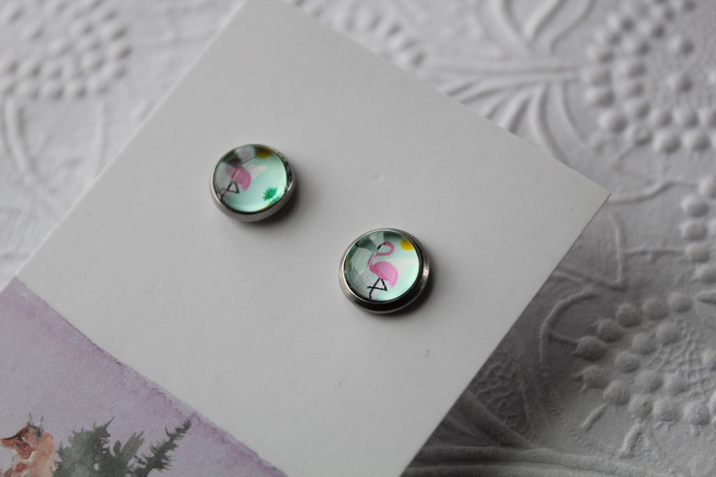 8mm Flamingo Earrings