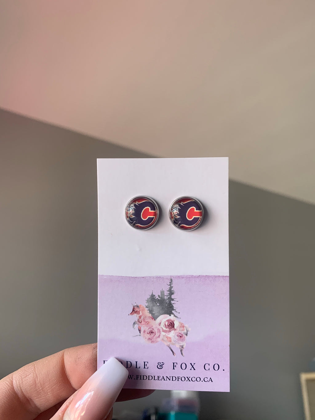 12mm Calgary Flames Earrings