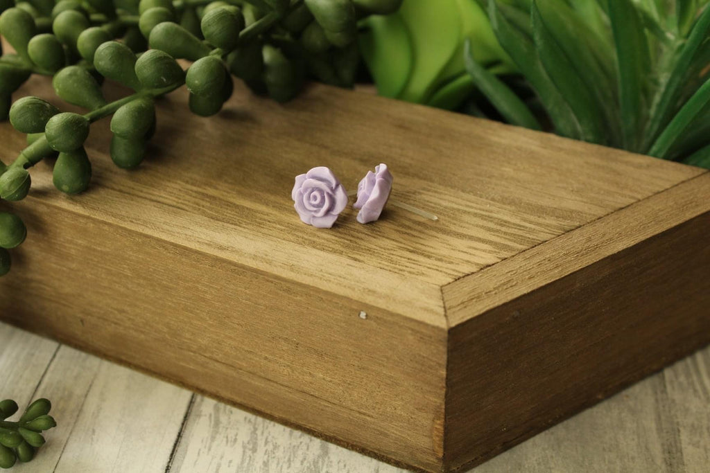 12mm Purple Flower Earrings