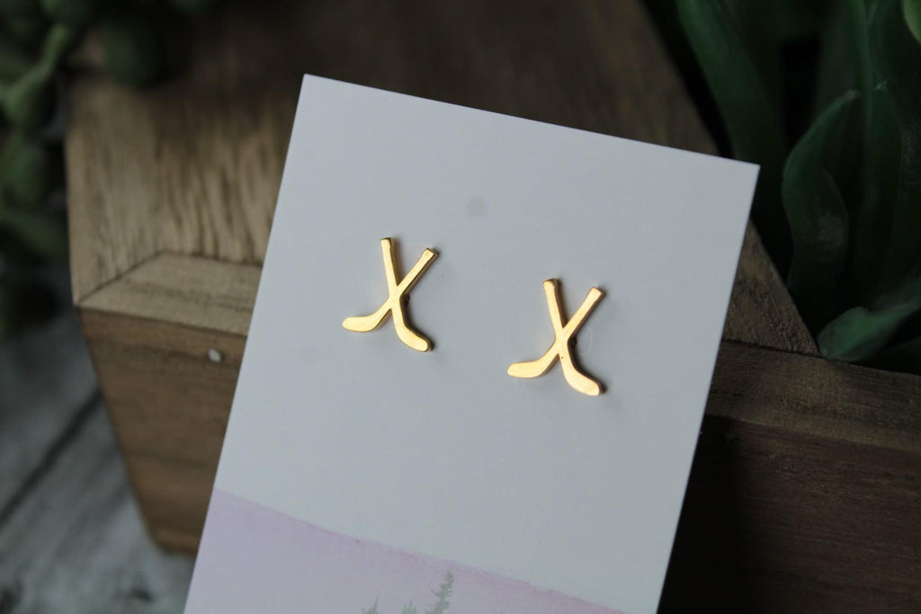 Gold Hockey Stick Earrings