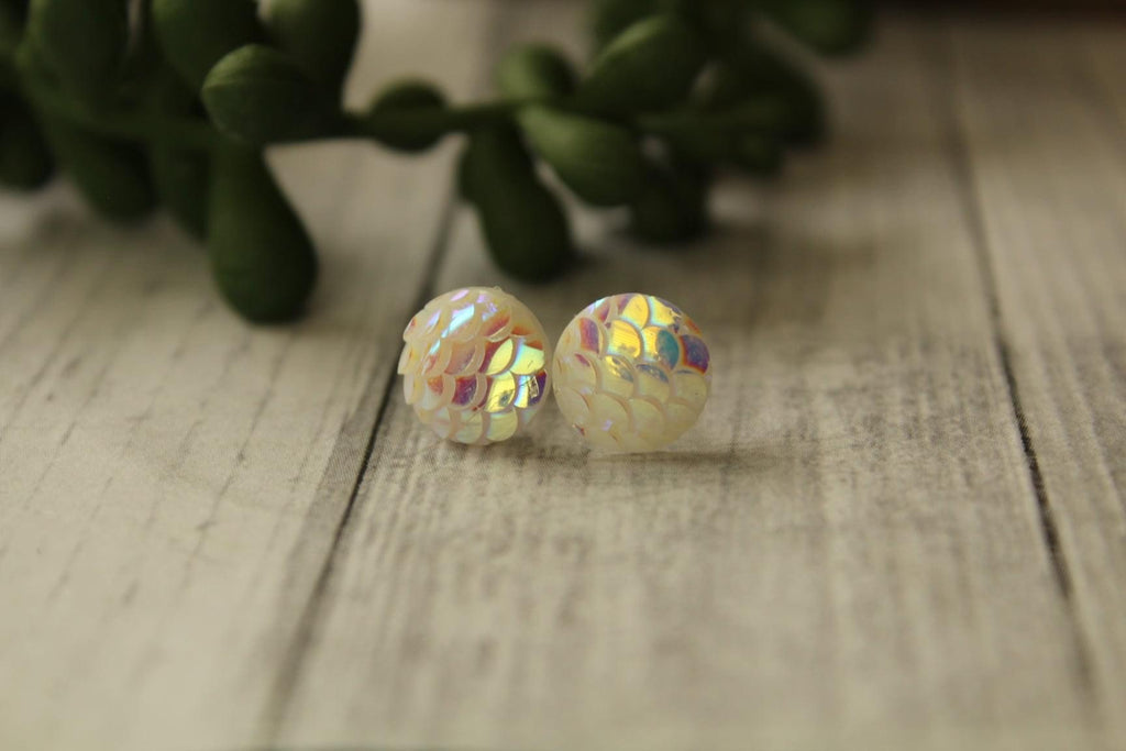 10mm White Mermaid Earrings