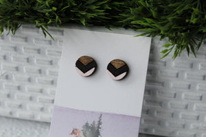 Wood Chevron Black/Pink