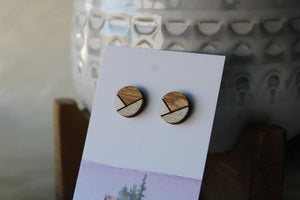 Wood Earrings White/Taupe