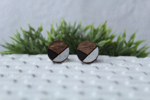 Wood Black/Silver Earrings