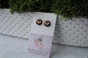 Wood Chevron Black/Rose Gold Earrings