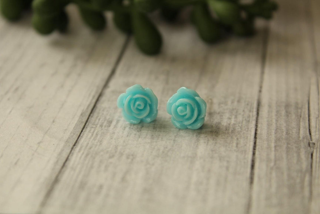 8mm Light Blue Earrings