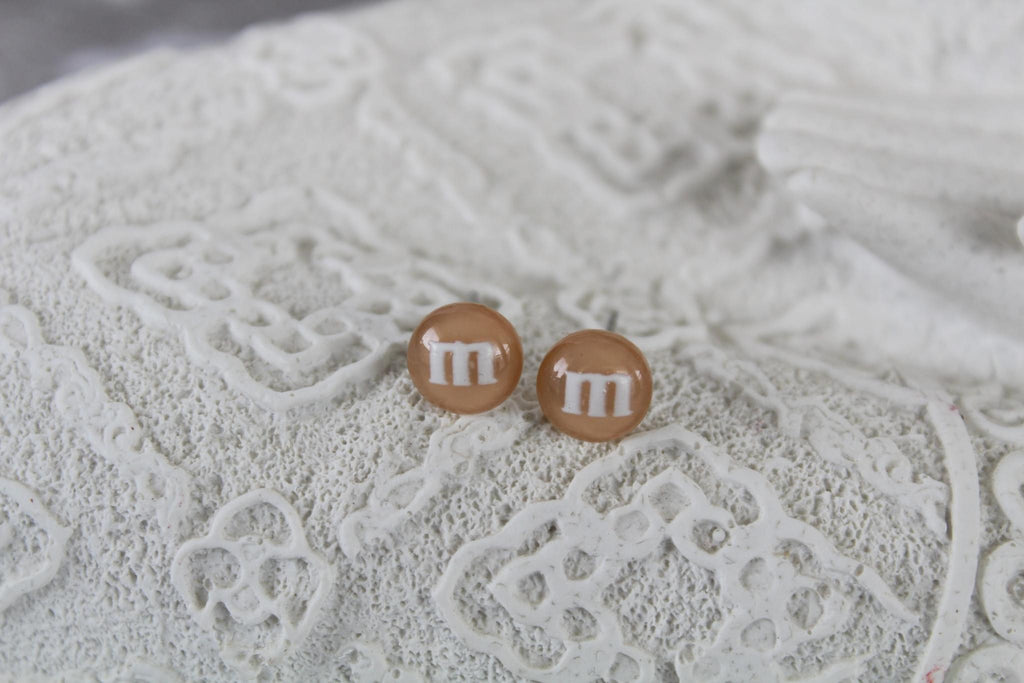 8mm espresso m&m earrings