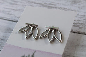 Silver Lotus Leaf Earrings