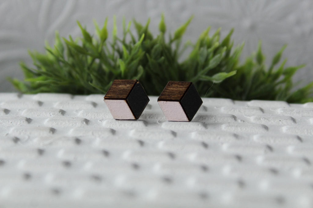 Wood Black/Pink Earrings