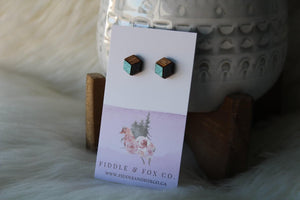 Wood Earring Metallic Blue/Black 1