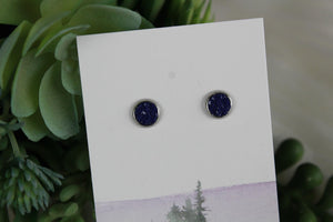 6mm Dark Blue Earrings